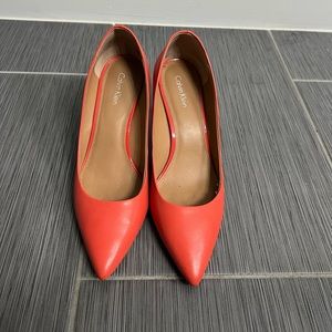 red orange CK heels